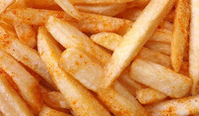 Close up of lightly seasoned french fries.
